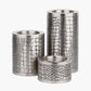 S/3 Antique Silver Croc Print Metal Pillar Candle Holders
