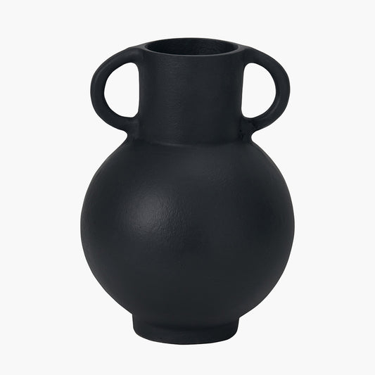 Black Metal Vase with Handles