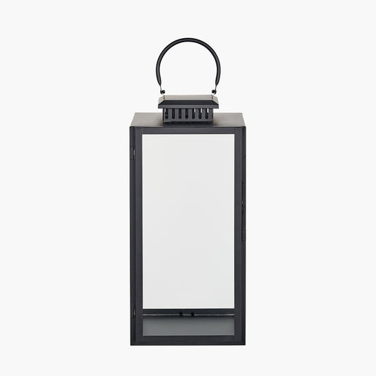 Black Stainless Steel and Glass Large Rectangular Lantern