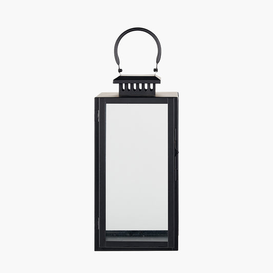 Black Stainless Steel and Glass Medium Rectangular Lantern