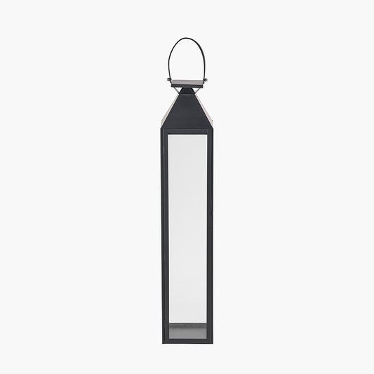 Black Stainless Steel and Glass Large Tall Lantern