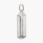 Silver Stainless Steel and Glass Medium Tall Lantern