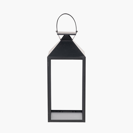 Black Stainless Steel and Glass Large Lantern