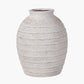 White Wash Fibrestone Decorative Ribbed Vase Large