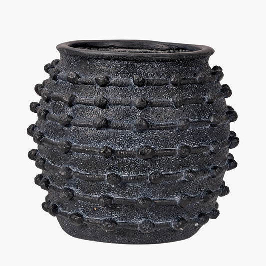 Black Bobble Fibrestone  Decorative Planter Large