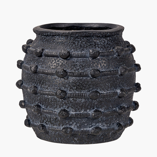 Black Bobble Fibrestone  Decorative Planter