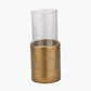 Antique Brass Finish Metal and Clear Glass Hurricane