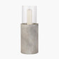 Stone Grey Metal and Clear Glass Hurricane Large
