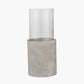 Stone Grey Metal and Clear Glass Hurricane