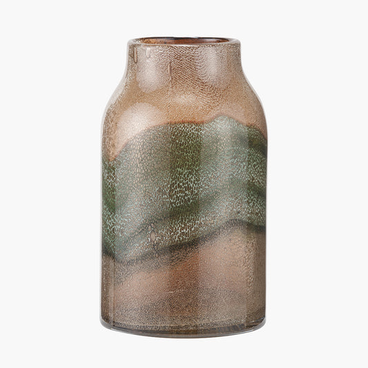 Valtellina Brown and Green Glass Vase