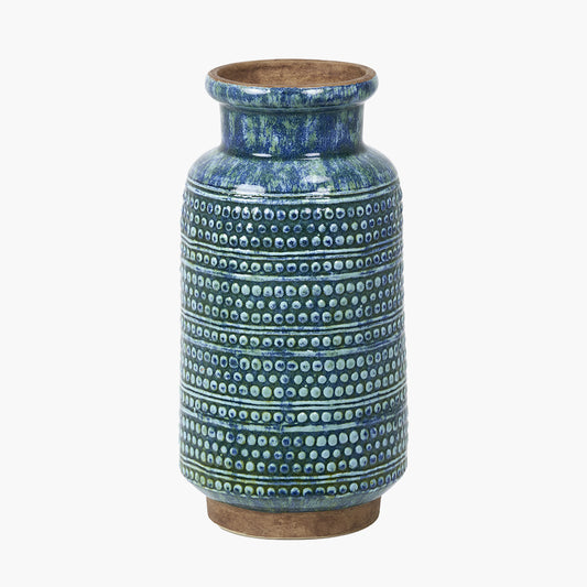 Theano Dot Design Blue Glaze Vase