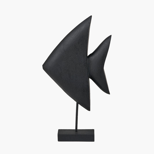 Black Handcarved Mango Wood Altum Angelfish Ornament