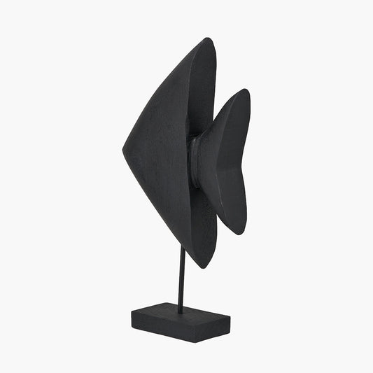 Black Handcarved Mango Wood Altum Angelfish Ornament