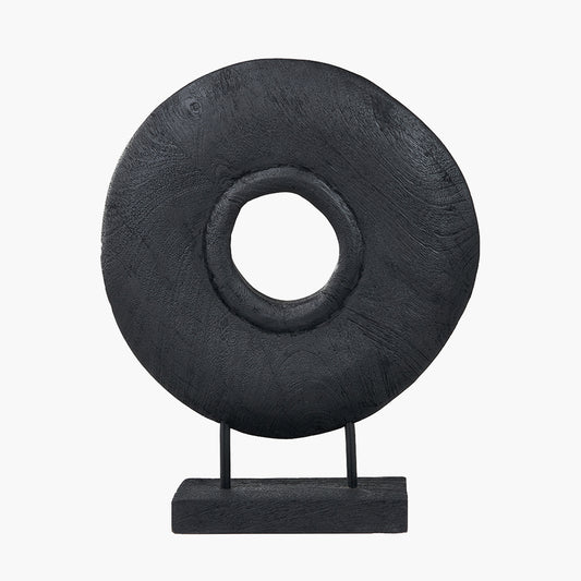 Black Handcarved Mango Wood Circular Ornament