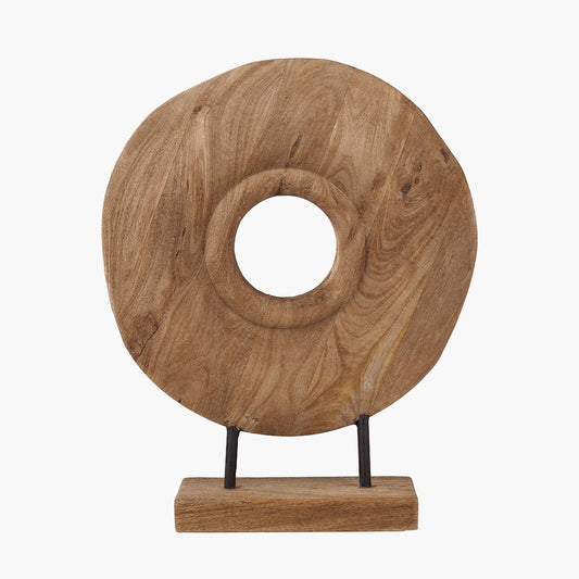 Natural Handcarved Mango Wood Circular Ornament