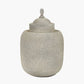 Raj Stone Grey Hammered Metal Urn Vase with Lid