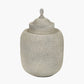 Raj Stone Grey Hammered Metal Urn Vase with Lid