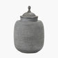 Raj Charcoal Grey Hammered Metal Urn Vase with Lid