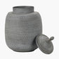 Raj Charcoal Grey Hammered Metal Urn Vase with Lid
