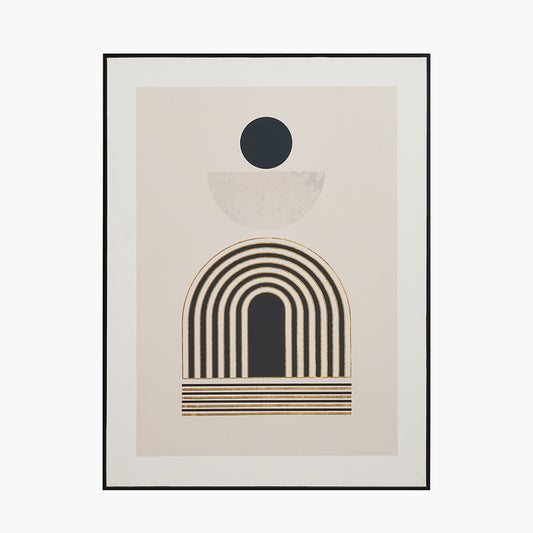 Art Deco Print with Linear Gold Detail and Black Frame