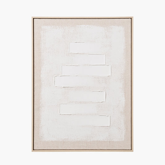 White and Natural Textured Canvas with Natural Frame