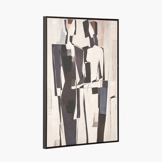 Monochrome Abstract People Canvas with Black Frame