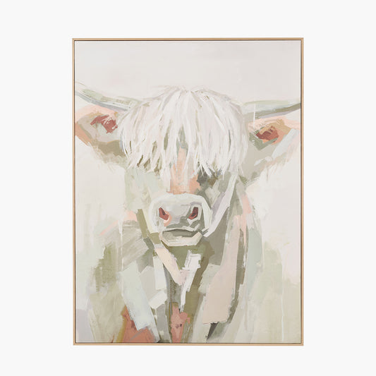 Sage and Naturals Highland Cow Canvas with Natural Frame