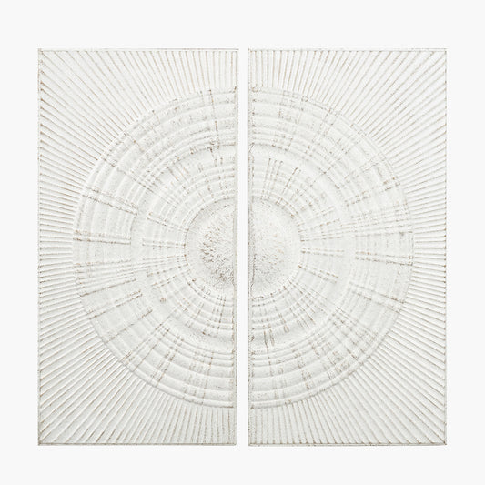 S/2 Antique White Moulded Metal Circle Wall Art