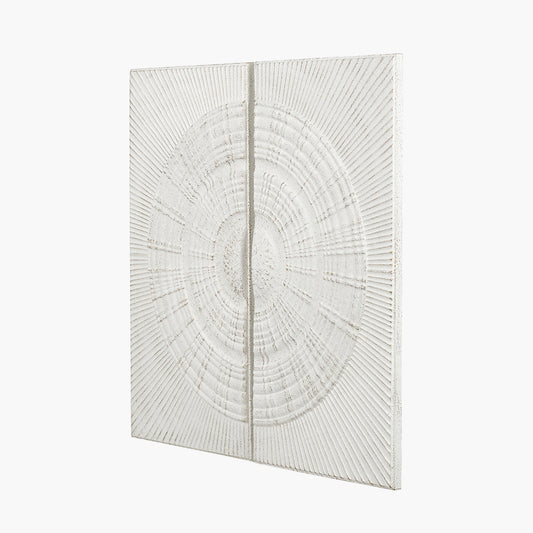 S/2 Antique White Moulded Metal Circle Wall Art