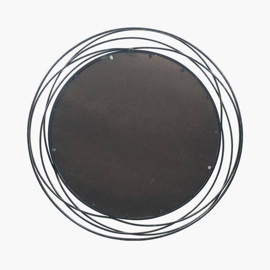 Antique Silver Metal Swirl Round Wall Mirror