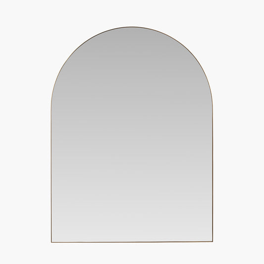 Brushed Gold Metal Slim Frame Tall Arch Wall Mirror