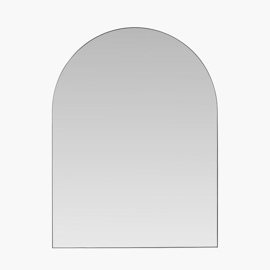 Brushed Silver Metal Slim Frame Tall Arch Wall Mirror