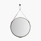 Peppercorn Leather Frame Round Wall Mirror