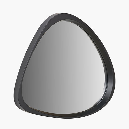 Black Wood Veneer Curved Wall Mirror