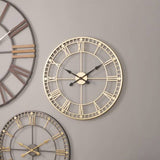 Antique Bronze and Gold Metal Round Wall Clock