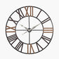 Natural Wood and Antique Grey Metal Round Wall Clock Large