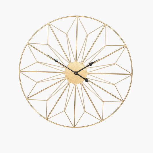 Gold Metal Geo Design Round Wall Clock