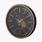 Black and Champagne Gold Wood Working Cog Wall Clock