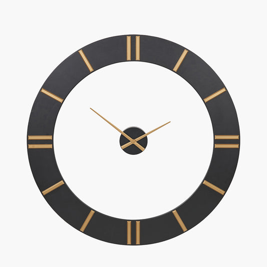 Black and Gold 2 Piece Open Wall Clock