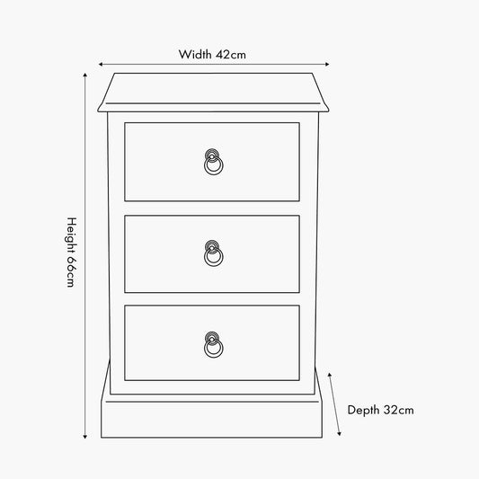 Loft Blue Multicoloured Pine Wood 3 Drawer Unit
