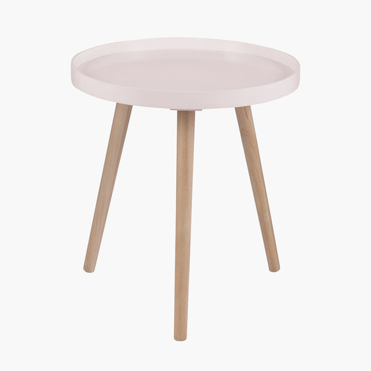 Halston Blush Wood Veneer and Natural Pine Wood Side Table