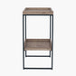 Gallery Natural Wood Veneer and Black Metal Side Table