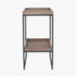 Gallery Natural Wood Veneer and Black Metal Side Table