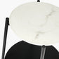 Marchello White Marble Veneer and Black Metal Side Table