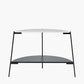 Marchello White Marble Veneer and Black Metal Console Table