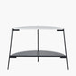 Marchello White Marble Veneer and Black Metal Console Table