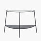 Marchello White Marble Veneer and Black Metal Console Table