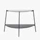 Marchello White Marble Veneer and Black Metal Console Table