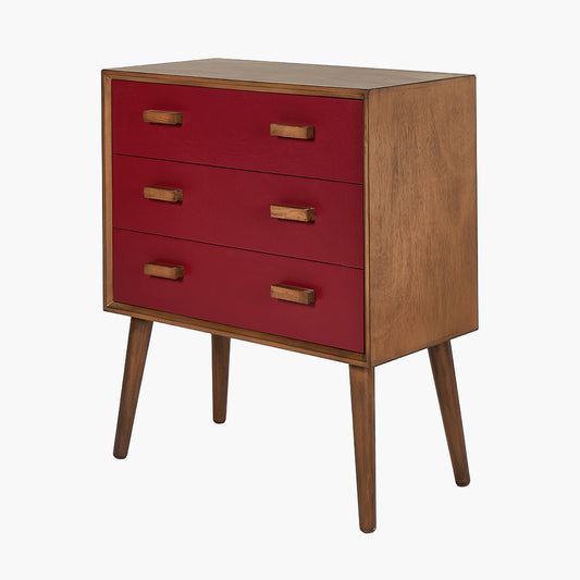 Klee Mulberry Pine Wood 3 Drawer Unit