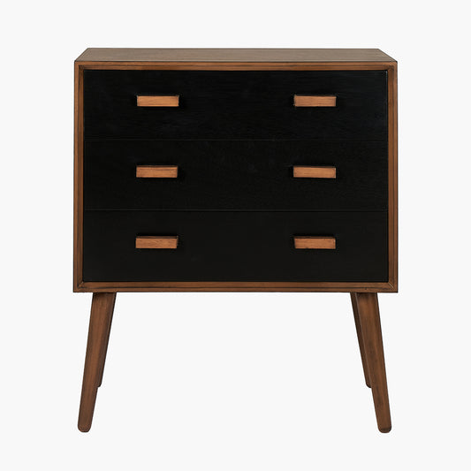 Klee Black Pine Wood 3 Drawer Unit
